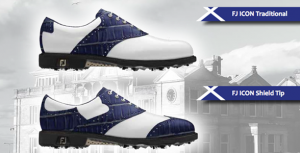 Der Schuh machts! Zur 150. Auflage der British Open trägt man Golfschuhe mit schottischer Flagge