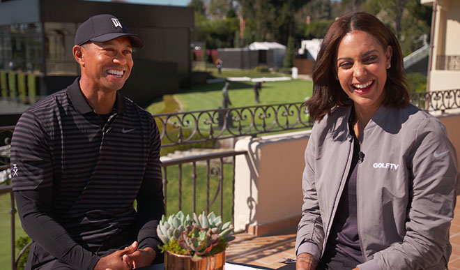 Tiger Woods beginnt seine Arbeit mit Henni Zuel gerade beim Turnier Genesis Open. Fotocredit: GOLFTV