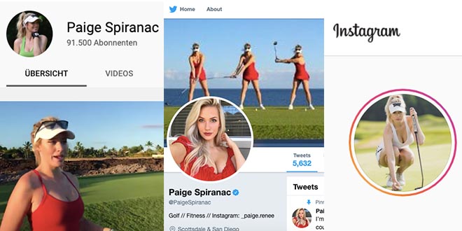 Ob YouTube, Twitter oder Instagram - Profigolferin Paige Spiranac bedient die ganze Social Media Palette.