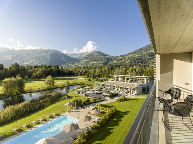 Dolomitengolf Suites: Alle Suiten sind mit Blick auf den Golfplatz. Fotocredit: Hamacher Hotels