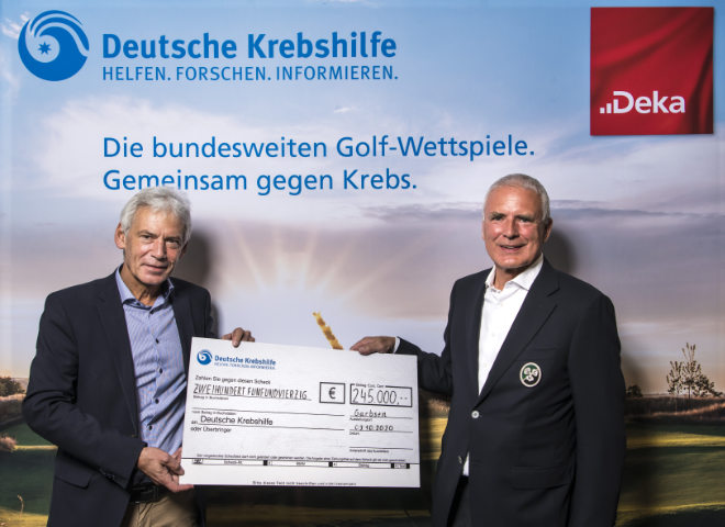  v.l. Gerd Nettekoven (Vorstandsvorsitzender der Deutschen Krebshilfe), Jörg Echternach (Präsident des Golfclub Hannover e.V.) .; Quelle: Stefan von Stengel