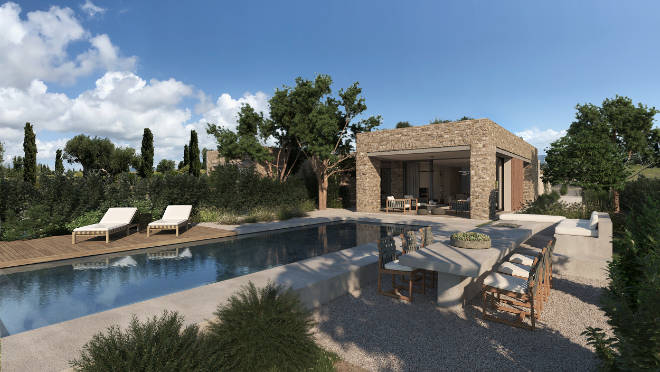 Jede Villa innerhalb des Costa Navarino Residences Projekt verfügt über einen Pool.