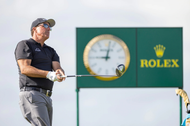 Phil Mickelson Majorsieg. Hier während der Einspielrunde. Fotocredit: Rolex/Simon Brut