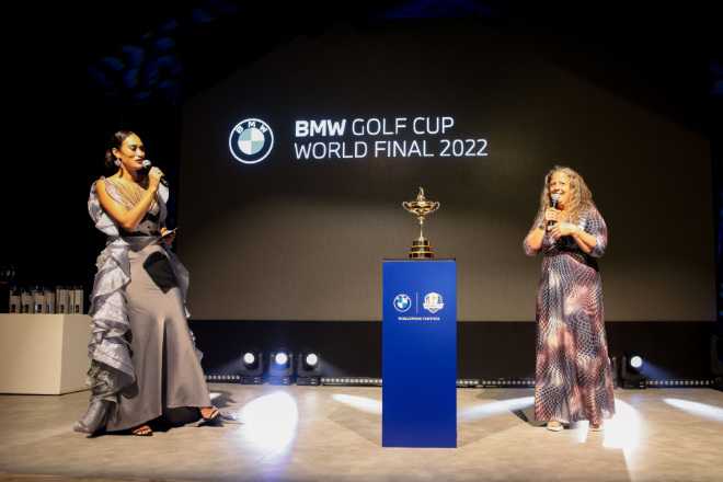 BMW Golf Cup World Final -mit Jo-Ann Strauss und Ehrengast Fanny Sunesson (li.). Fotocredit: BMW Golf Cup